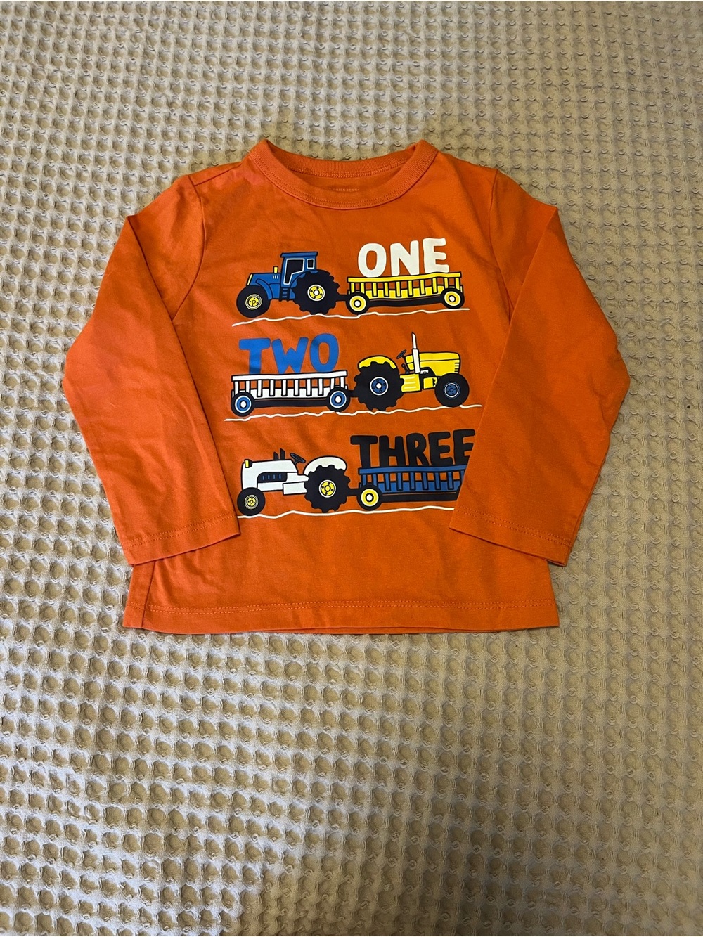 5 for $10 Orange Kids' Long Sleeve Shirt with Tractor Graphics